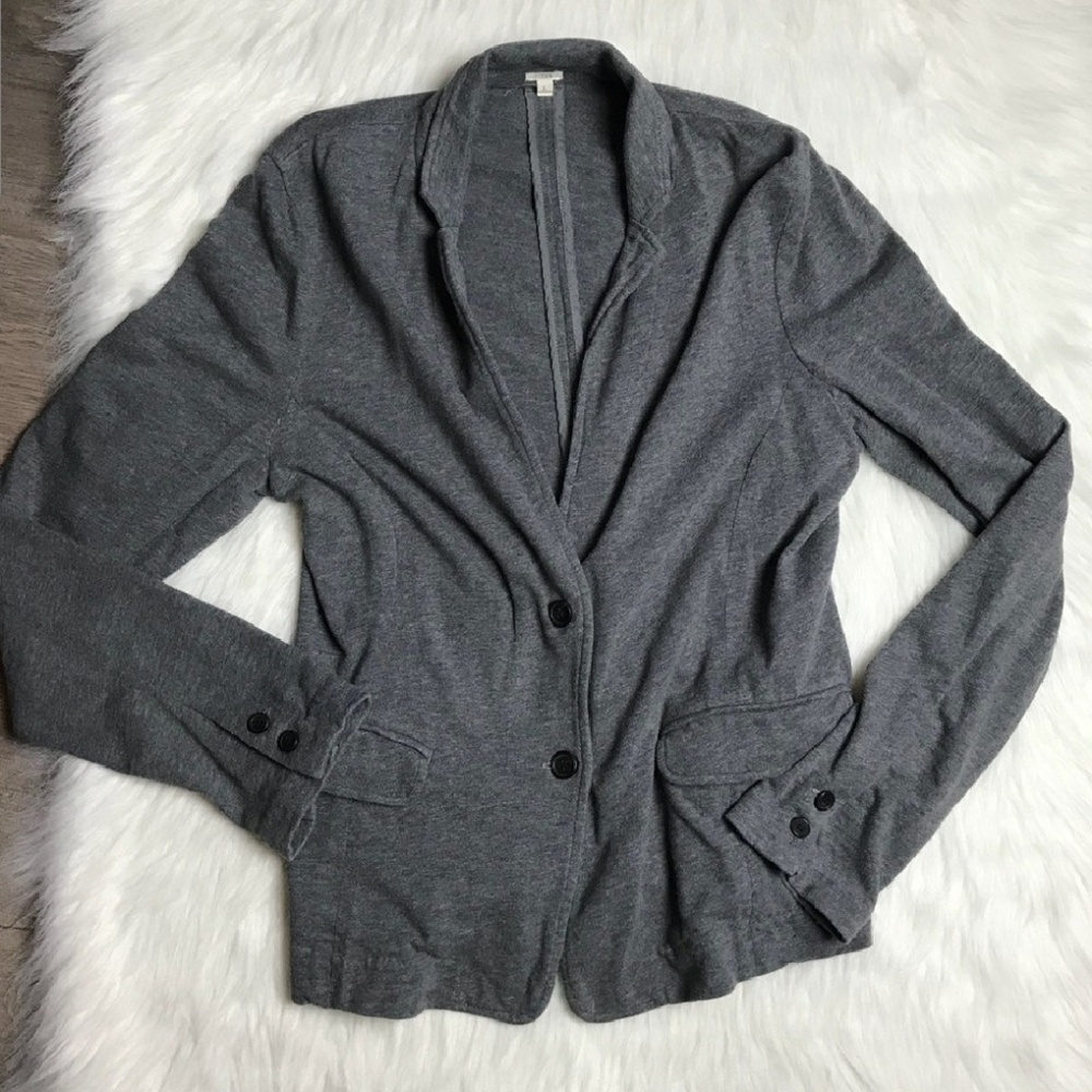 J Crew Cotton Charcoal Grey Blazer Large